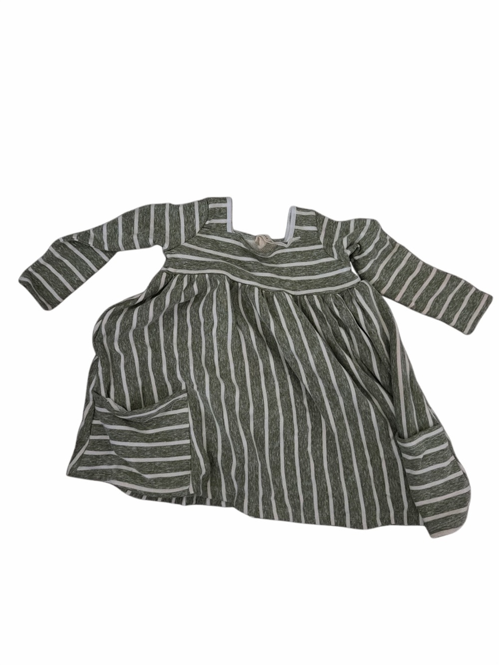 NWOT Girls' Olive Green Striped Long-Sleeve Casual Dress
